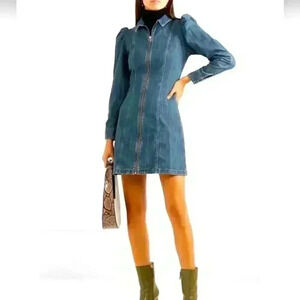 Alex Chung Denim Zip-Up Mini Dress Size UK 6, US 2